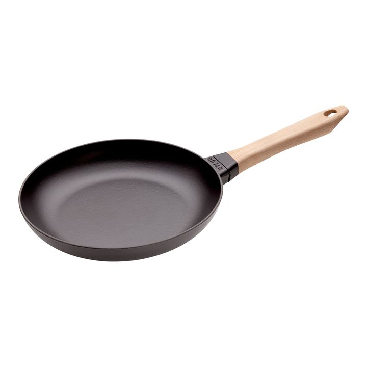 Pans, Poêle avec poignée en bois 26 cm, Noir, large 1
