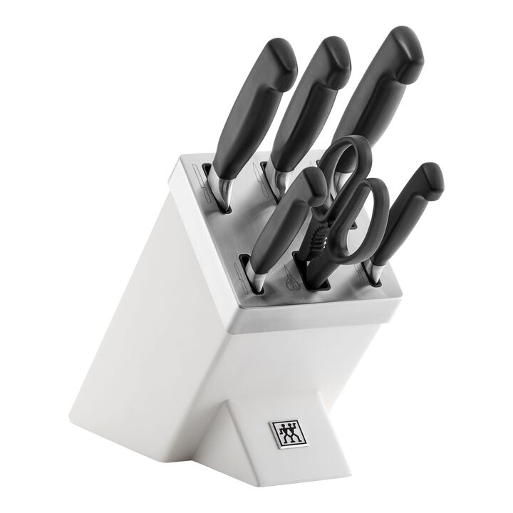 VIER STERNE, 7-tlg, Selbstschärfender Messerblock, Weiß, large 1