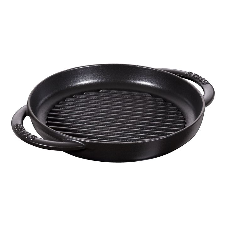 Grill Pans, Grelhador 23 cm, redondo, Preto, Ferro fundido, large 1