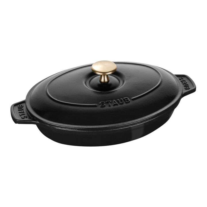Plats en fonte, 23 cm, Assiette chaude , Noir mat, large 1