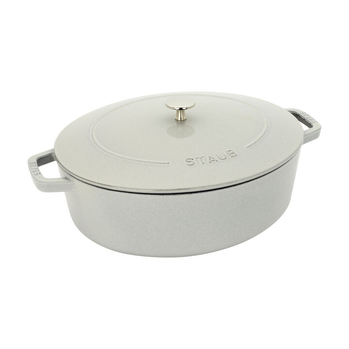Cast Iron, 6.25 qt, Wide Oval Dutch Oven, white truffle, large 1