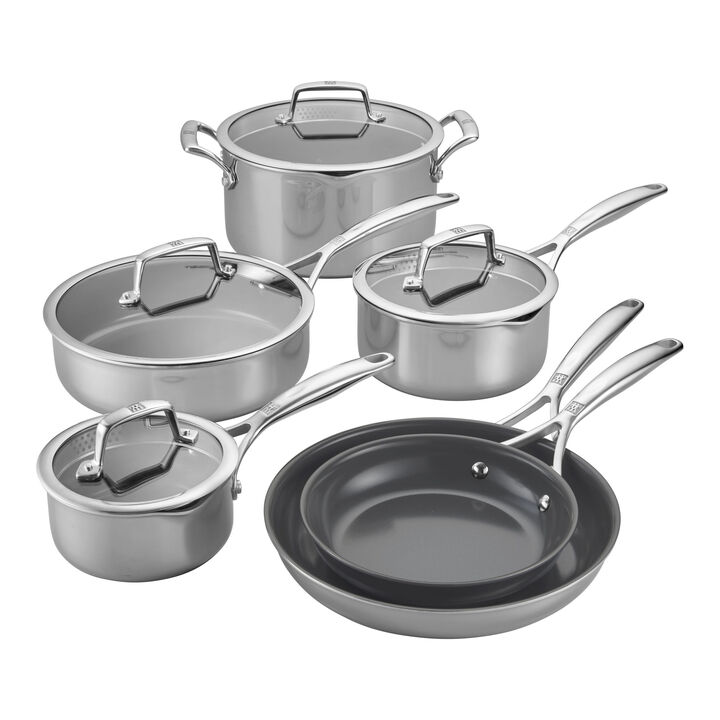 Energy Plus, 10-pc, 18/10 Stainless Steel, Pots And Pans Set Ceramic Coating, large 1