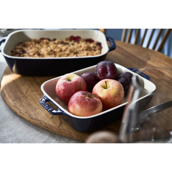 Stoneware, 2-pc, Rectangular Baking Dish Set, dark blue, large 4