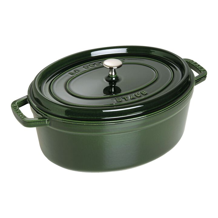 La Cocotte, Cocotte 33 cm, Ovale, Basilic, Fonte, large 1