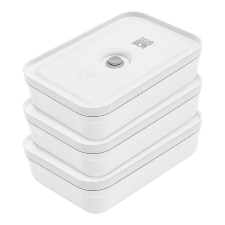Fresh & Save, Vakuum Lunchbox Set, 3-delar / L Flat, Vit-Grå, Plast, large 1