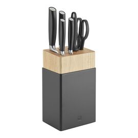 7 Piece, Knife block set, silver, black