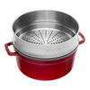 La Cocotte, 26 cm round Cast iron Cocotte with steamer cherry, small 3