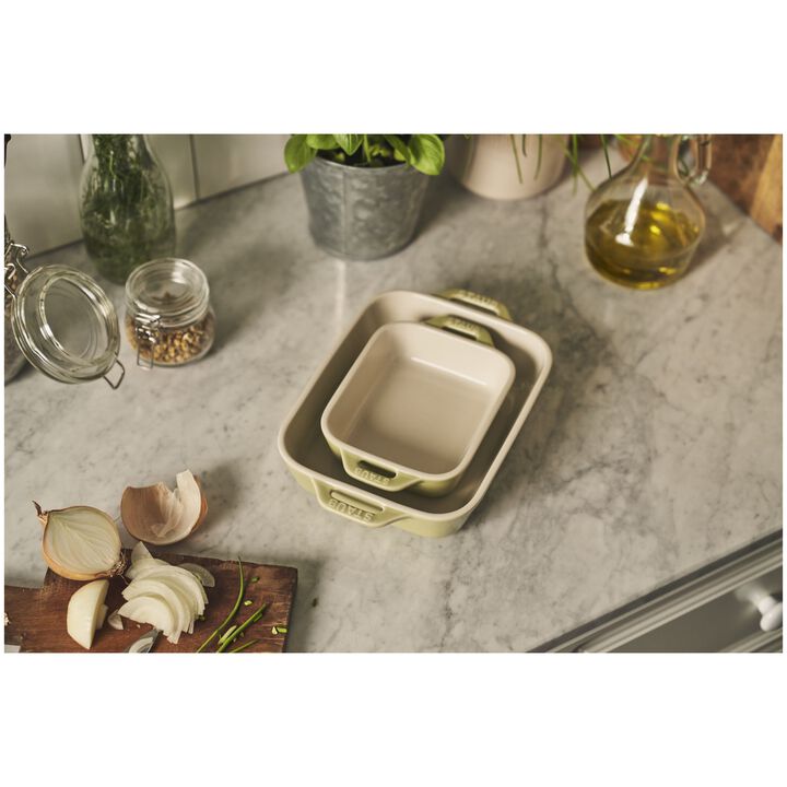 Ceramique, Set di pirofile rettangolare - 2-pz., Verde chiaro, large 3
