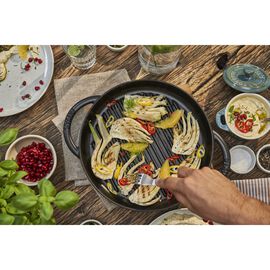 Pure Grill 26 cm, rund, Schwarz, Gusseisen
