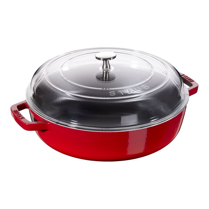 Sauterpander, Sautepande Med glaslåg 24 cm, Støbejern, large 1