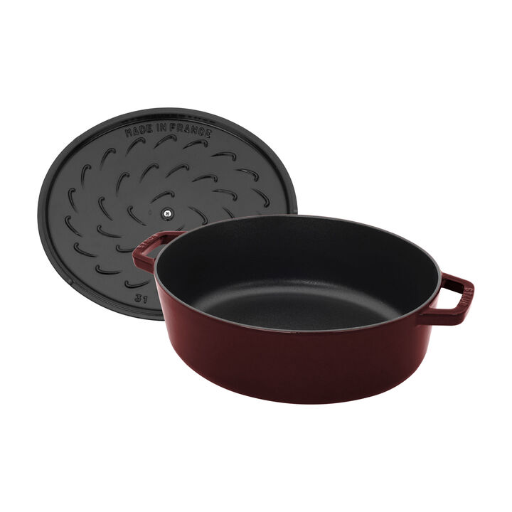 Cast Iron, 6.25 qt, Wide Oval Dutch Oven, grenadine - Factory Second, large 3