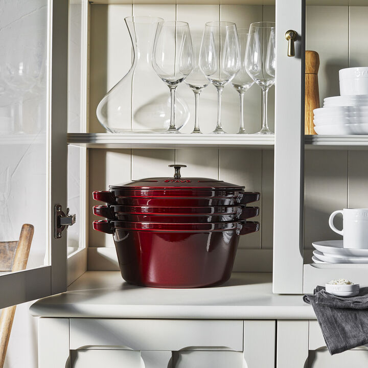 Cast Iron, 4-pc Stackable Set, Grenadine, Cast Iron , large 3