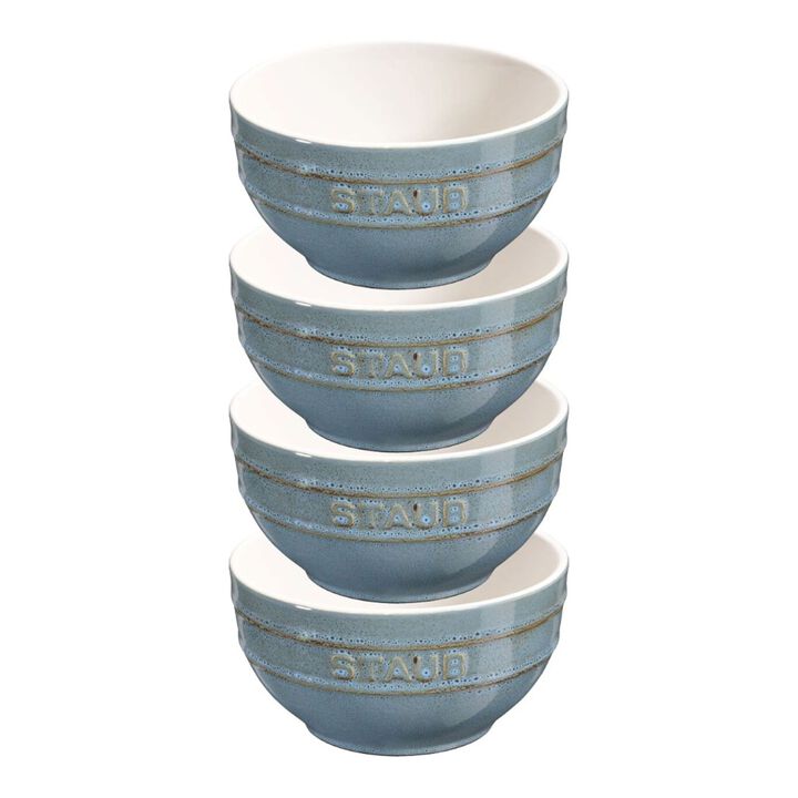 Ceramique, Bowl set 12 cm / 4 pieces, antique turquoise, large 1