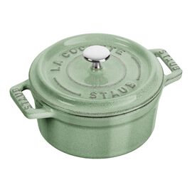 Mini Cocotte 10 cm, rund, Salbeigrün, Gusseisen