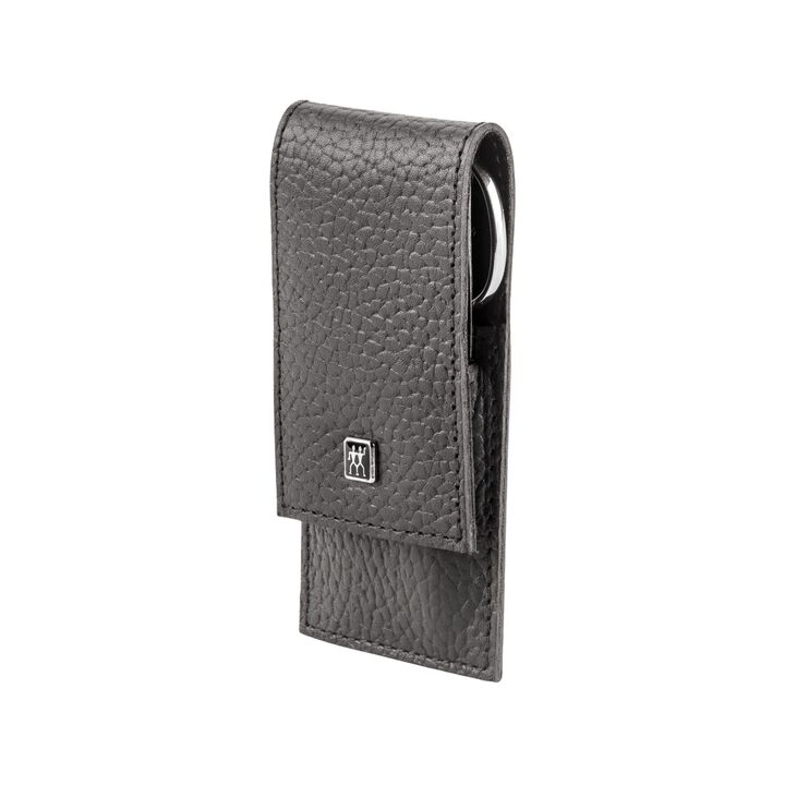 CLASSIC, 3-pcs Leather Snap fastener case anthracite, large 3