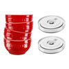 Fresh & Save BOWLS, Sk&aring;ls&aelig;t med Vakuuml&aring;g, 6-dele/ 12 cm, Kirseb&aelig;rr&oslash;d/ Hvid, Keramisk/ ABS, small 1