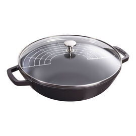 Wok avec couvercle en verre 30 cm, Noir