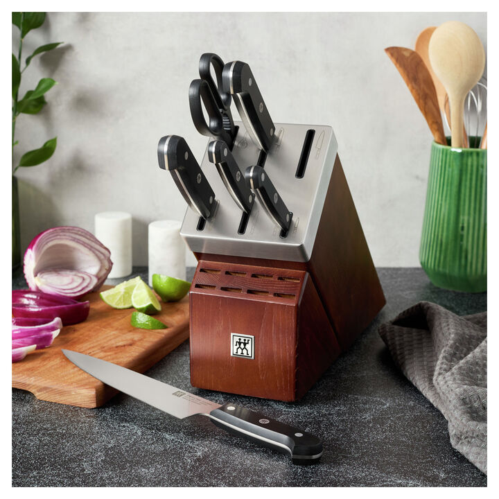 Gourmet, 7-pc, Self-Sharpening Knife Block Set , brown, large 2