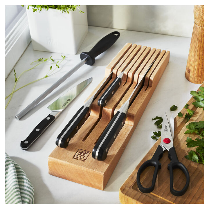 7-pc, Block Set With Beechwood In-Drawer Knife Tray, Natural, large 4