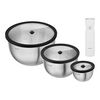 Set de bols sous vide en inox avec pompe, 7-pcs, s/m/l, gris/blanc, inox/plastique