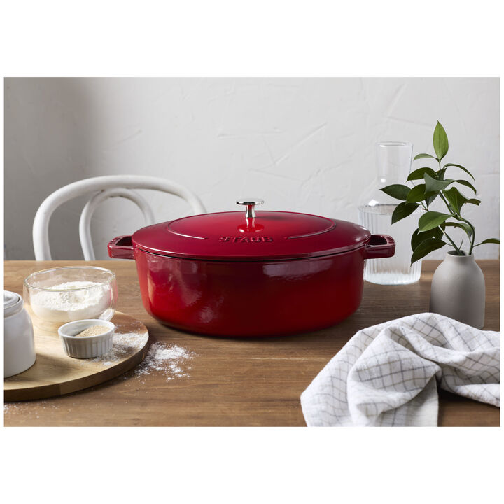 Cast Iron, 6.25 qt, Wide Oval Dutch Oven, cherry - Factory Second, large 2