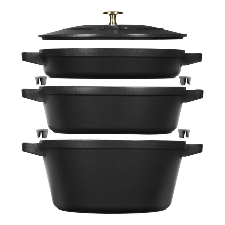 Stackable Set, 3-pz., Set di pentole, nero, large 1