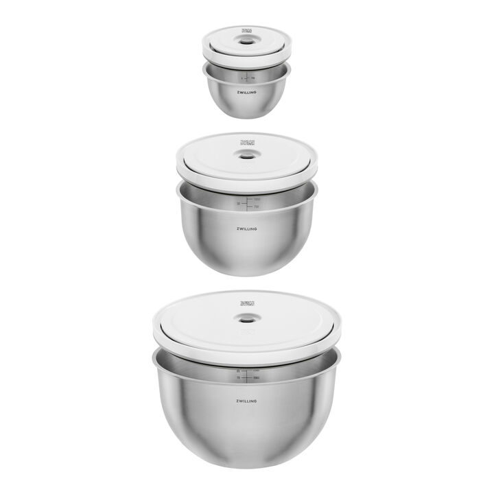 Fresh & Save BOWLS, Vacuum bowl set S/M/L / 6-pc, stainless steel, silver-white, large 2