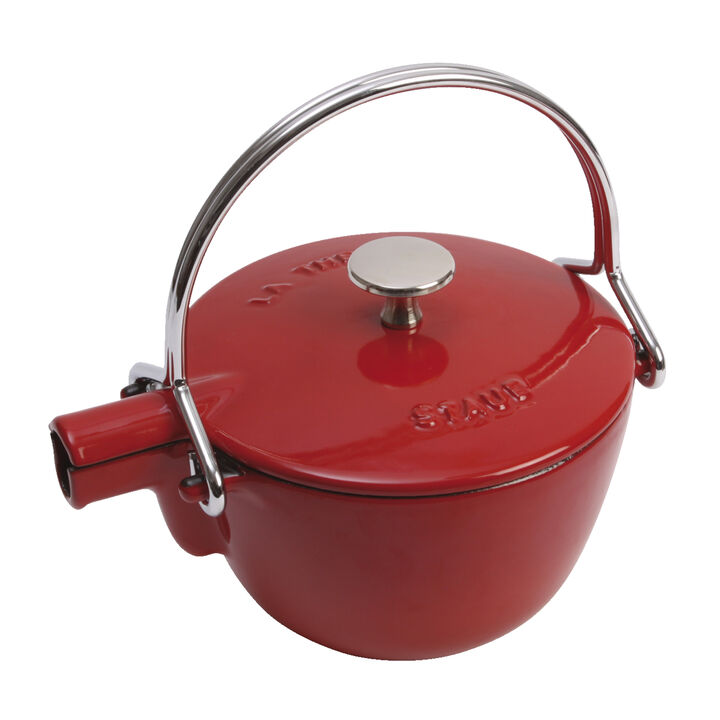 Cast Iron, 1 qt, Round, Tea Kettle, Cherry, large 3