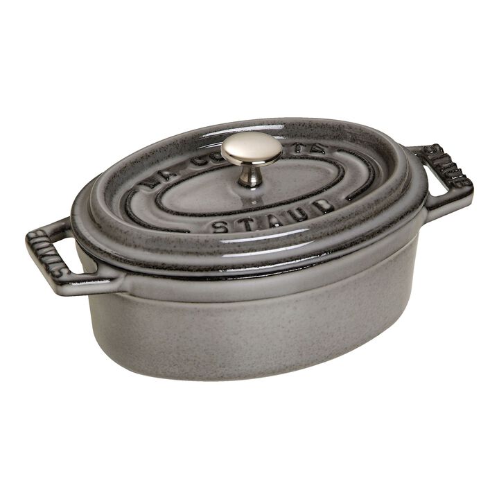 La Cocotte, Mini Cocotte 11 cm, Oval, Grafitgrå, Støbejern, large 1