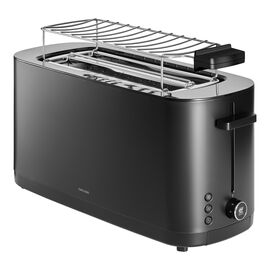 Toaster mit Brötchenaufsatz, 2 Schlitze lang, Schwarz