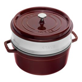 Cocotte avec panier vapeur 26 cm, Rond(e), Grenadine, Fonte