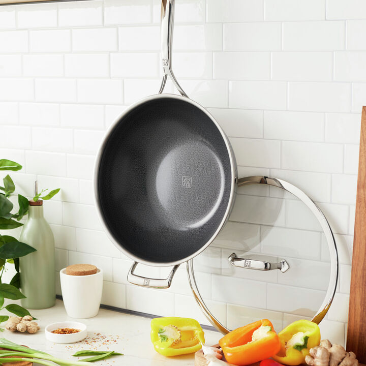 Peak, 12-inch, 18/10 Stainless Steel, Wok With Lid Ceramic Hybrid, large 2