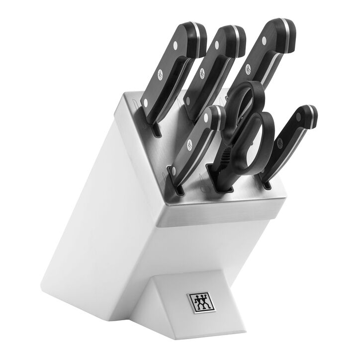 Gourmet, Set di coltelli con ceppo, 7-pz., bianco, large 1