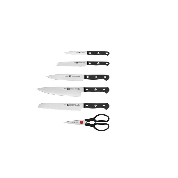 Gourmet, 7-tlg, Selbstschärfender Messerblock, Schwarz, large 2