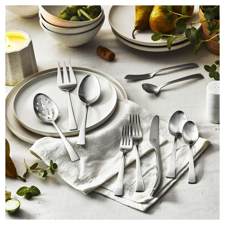 Bellasera (matted), 45-pc Satin Flatware Set, 18/10 Stainless Steel, large 2