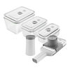 Fresh & Save, Vakuum Beholders&aelig;t med Rivejern og Spiralizer, 5-dele/ S/M/L, Gr&aring;, Plastik/ Glas, small 1