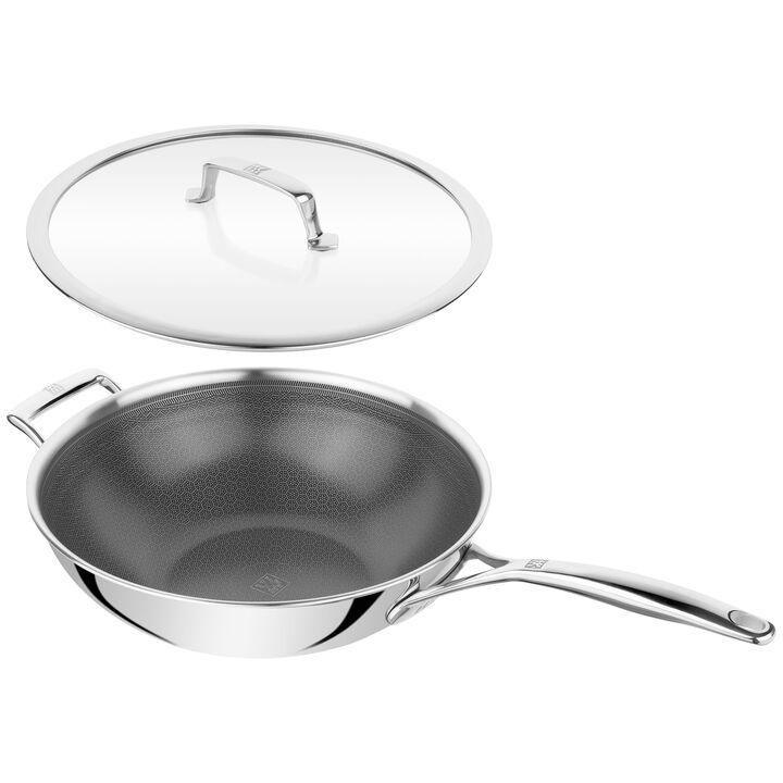 Peak, 12-inch, 18/10 Stainless Steel, Wok With Lid Ceramic Hybrid, large 3