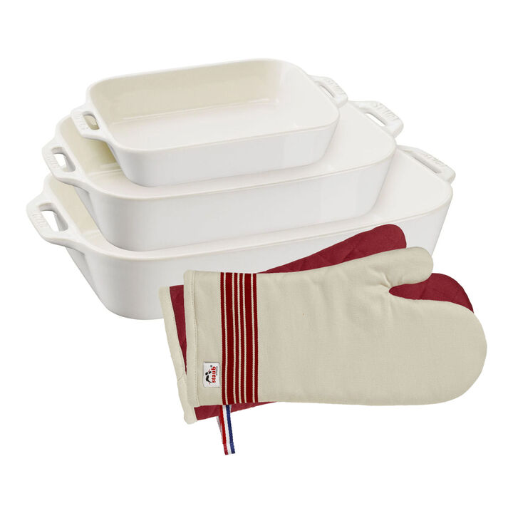 Ceramique, Ugnform set 3 st med grytvantar, Elfenben-Vit, large 1