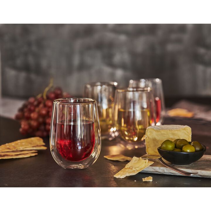 Sorrento Double Wall Glassware, 10-oz / 2-pc  Stemless White Wine Glass, large 3