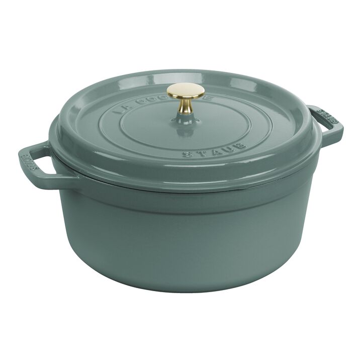 La Cocotte, 5.25 l cast iron round Cocotte, eucalyptus, large 1