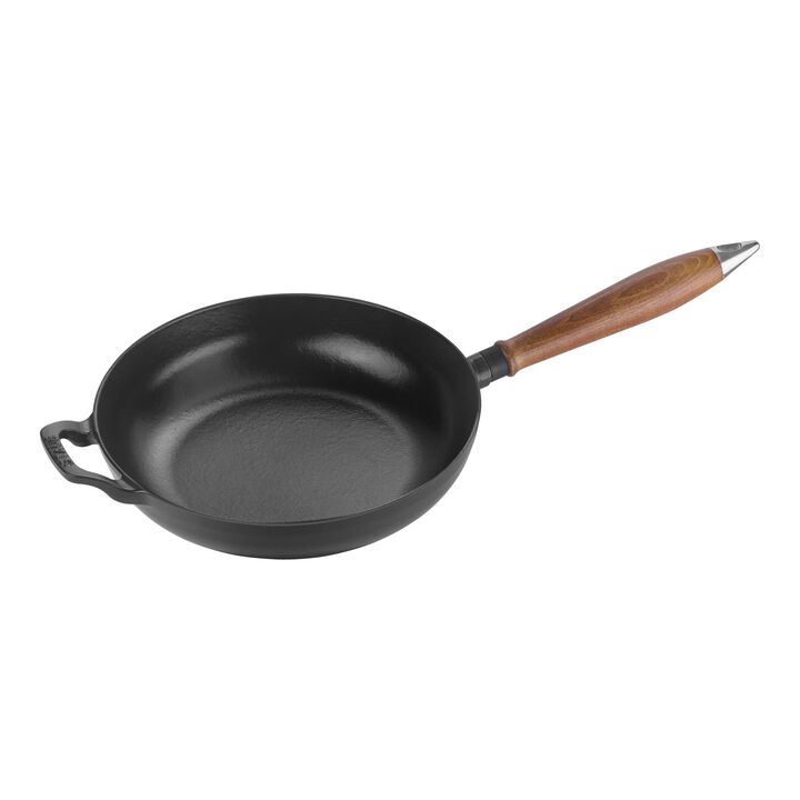 Pans, Bratpfanne mit Holzgriff 24 cm, rund, Schwarz, Gusseisen, large 1