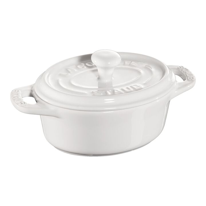 Ceramique, ミニココット 11 cm, オーバル, ホワイト, セラミック, large 1