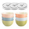 Fresh & Save BOWLS, Sk&aring;ls&aelig;t med Vakuuml&aring;g, 9-dele/ 12 cm, Mixede Farver/ Hvid, Keramisk/ ABS, small 1