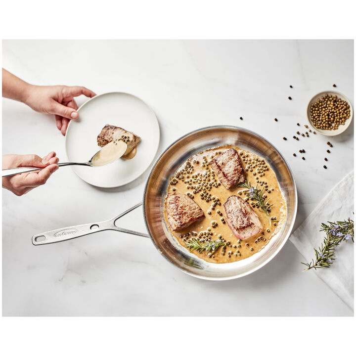 Industry 5, 28 cm 18/10 Stainless Steel Frying pan with glass lid silver, large 4