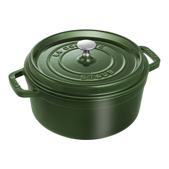Cast Iron, 4 qt, Round, Dutch Oven, Basil, large 1