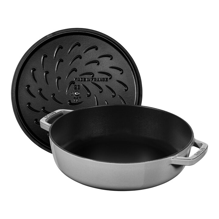 Braisers, Bräter mit Chistera Drop-Structure 24 cm, rund, Graphit-Grau, Gusseisen, large 3