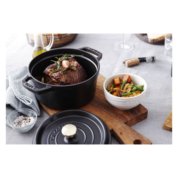 La Cocotte, Cocotte tief 24 cm, rund, Schwarz, Gusseisen, large 2
