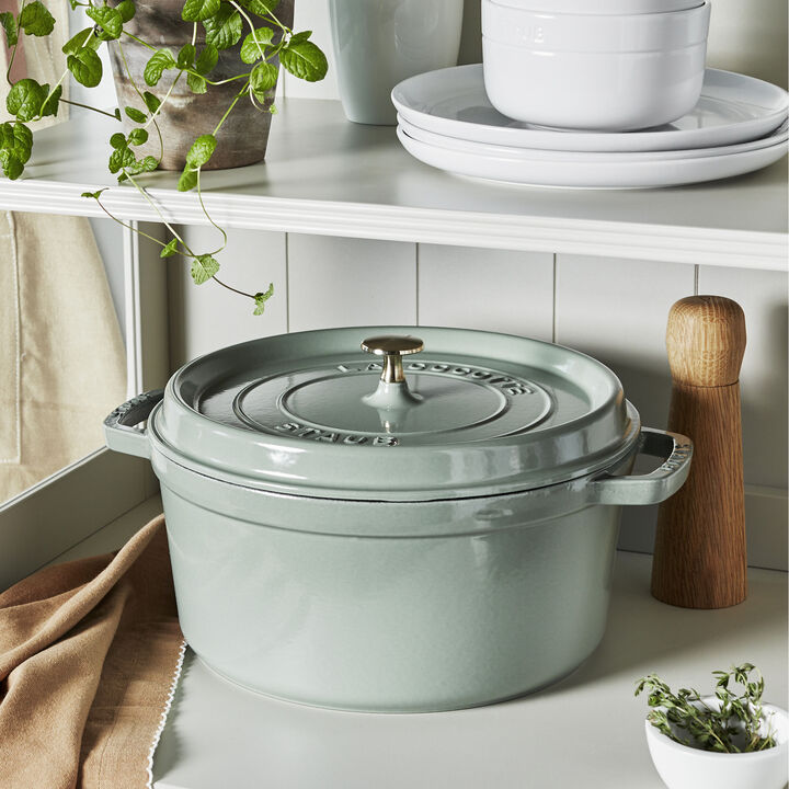 Cast Iron, 7 qt, Round, Dutch Oven, Eucalyptus - Factory Second, large 2