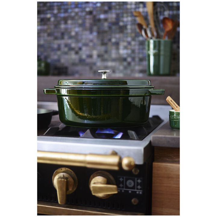 La Cocotte, Cocotte 33 cm, Ovale, Basilic, Fonte, large 4