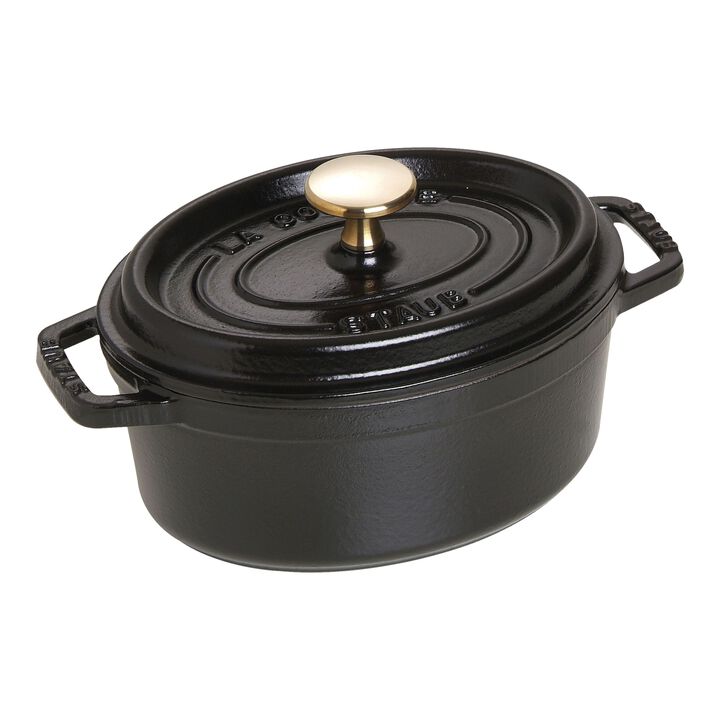 Cast Iron, 1 qt, Oval, Dutch Oven, Black Matte, large 1